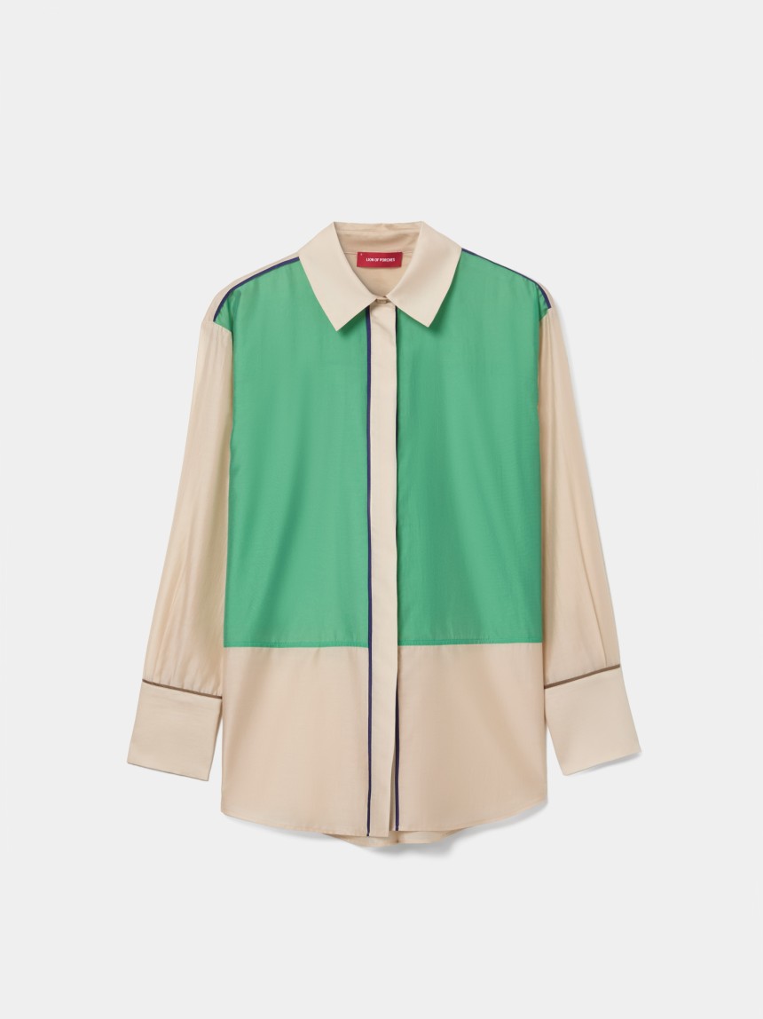 Camisa colour block com liocel