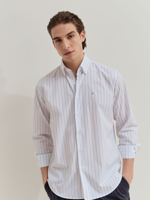 Regular fit striped cotton shirt