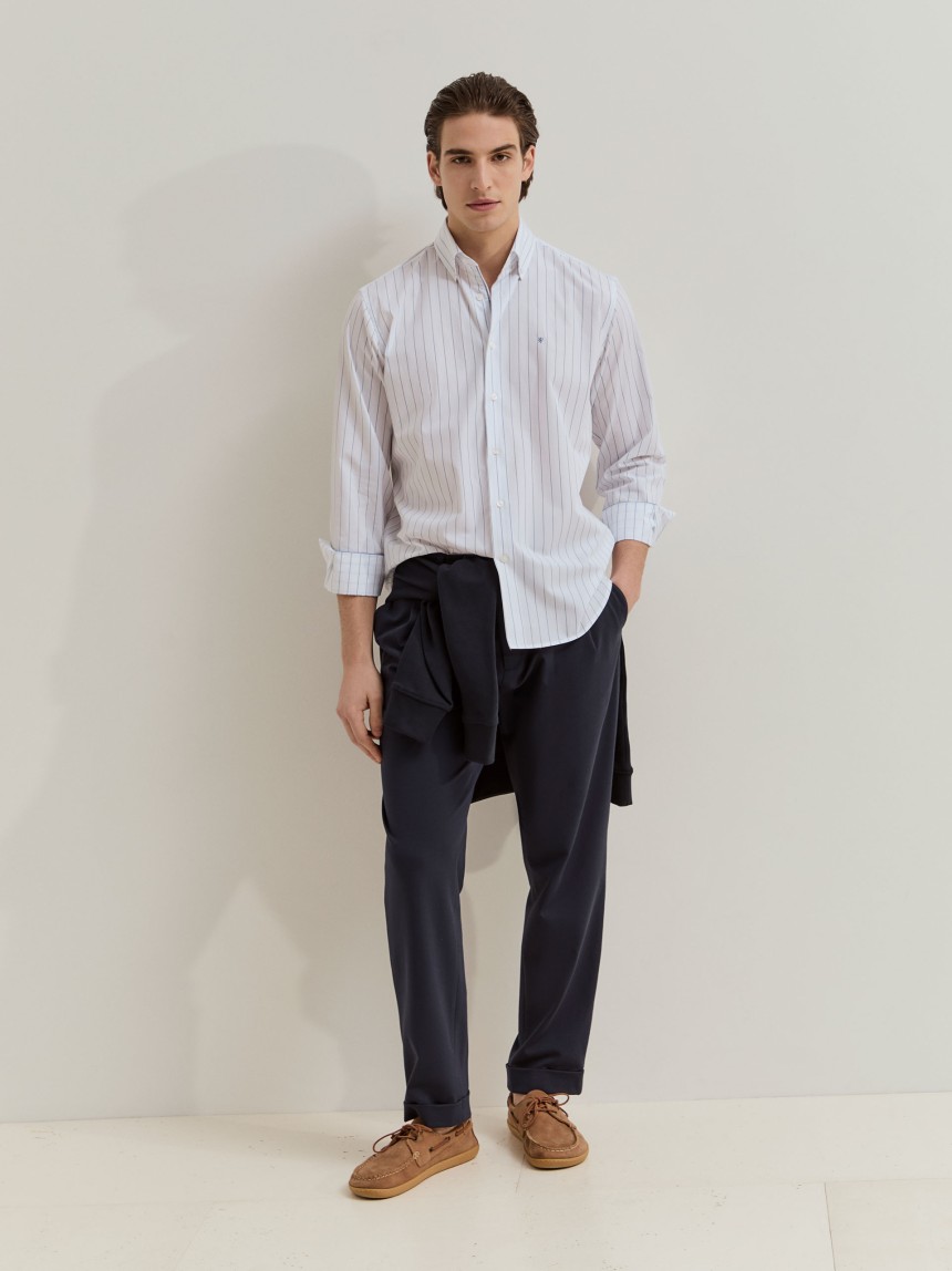 Camisa de algod�n a rayas de corte regular