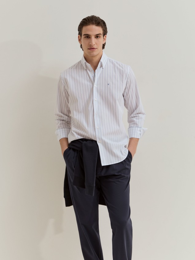 Regular fit striped cotton shirt