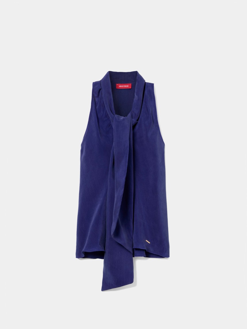Blusa de cupro sem mangas