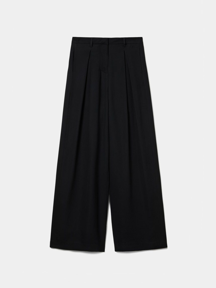 Cal�as wide leg com pregas