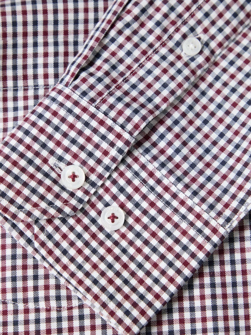 Camisa em algod�o e liocel aos quadrados