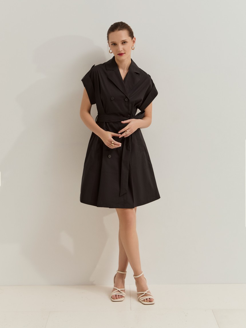 Vestido gabardine com cinto