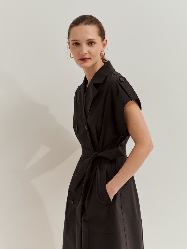 Vestido gabardine com cinto