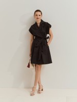 Vestido gabardine com cinto