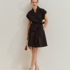 Vestido gabardine com cinto