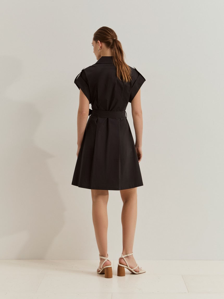 Vestido gabardine com cinto