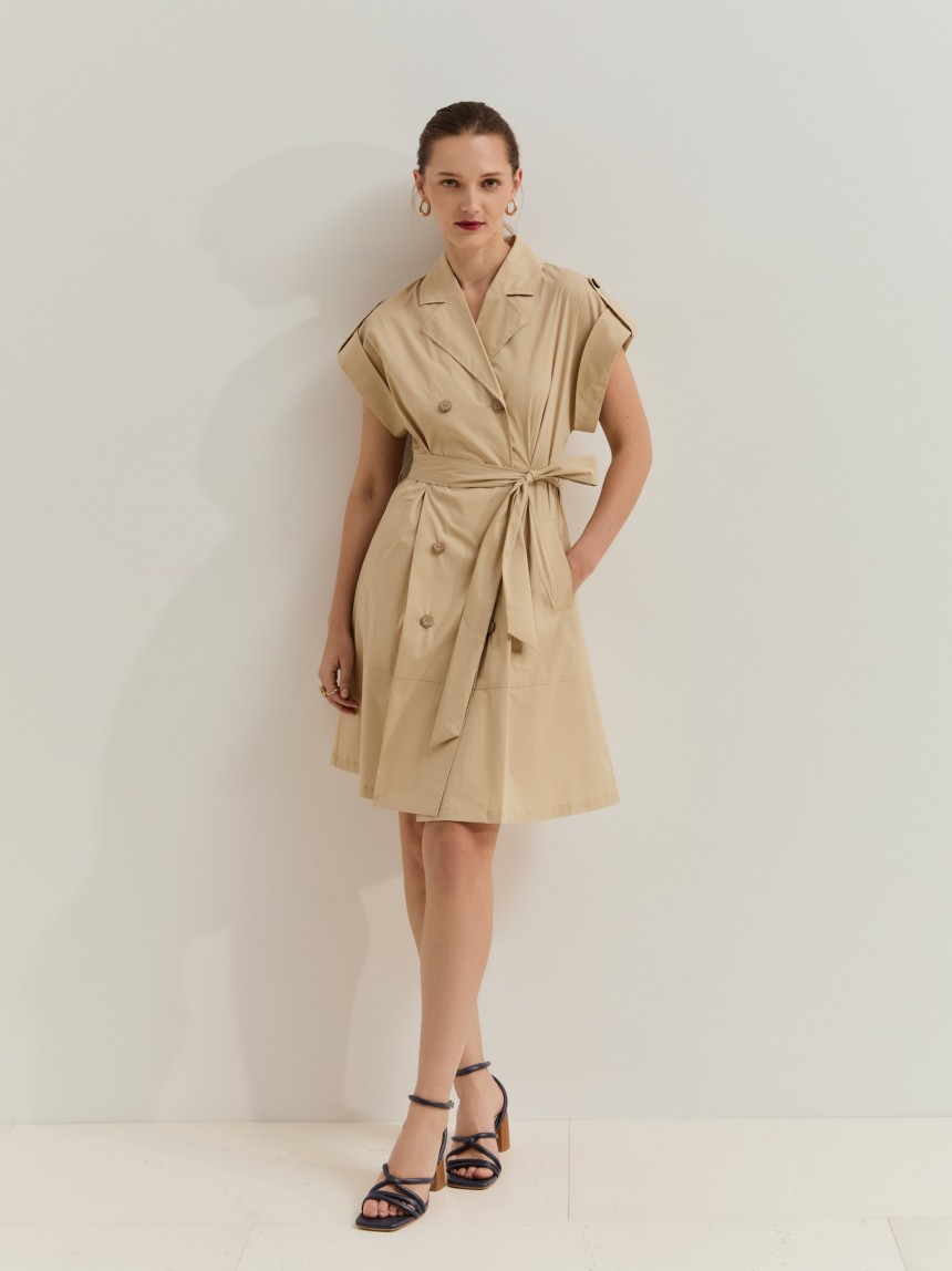 Vestido gabardine com cinto
