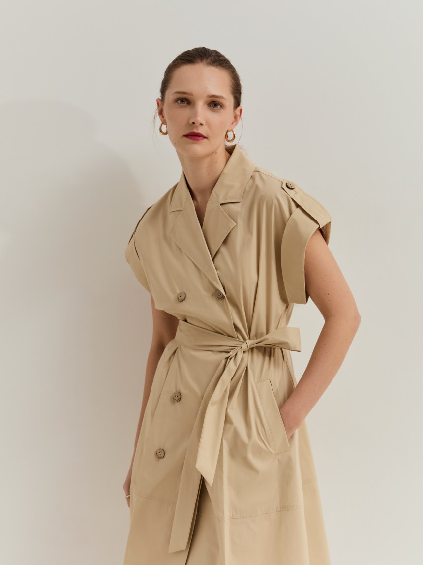 Vestido gabardine com cinto