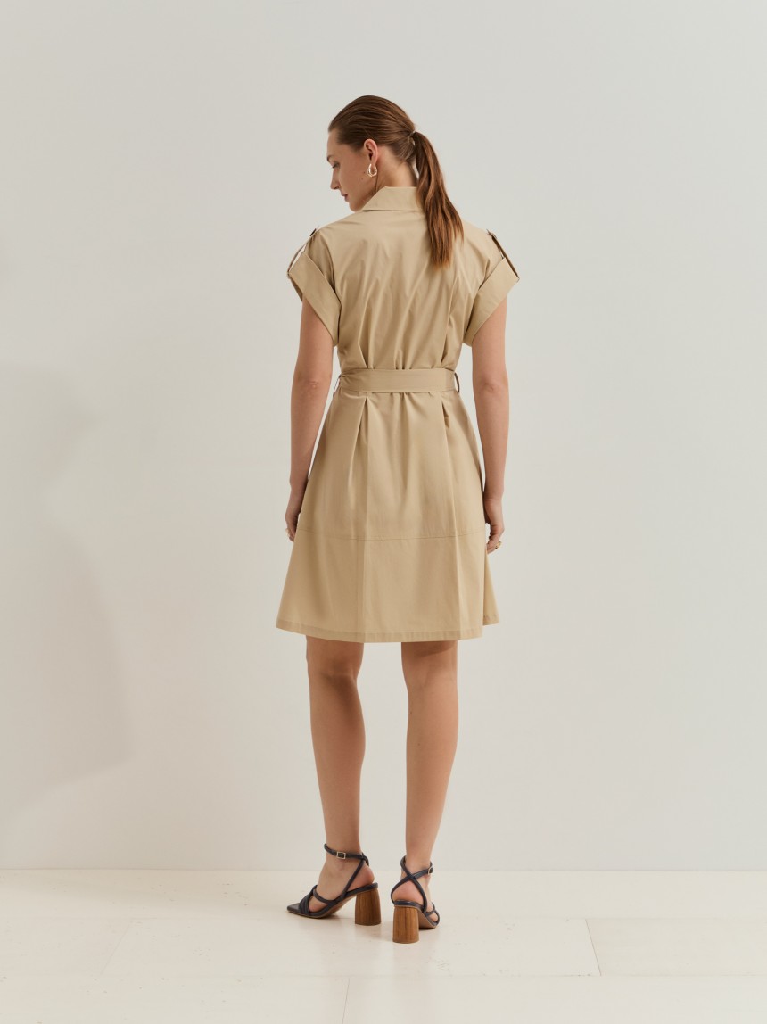 Vestido gabardine com cinto