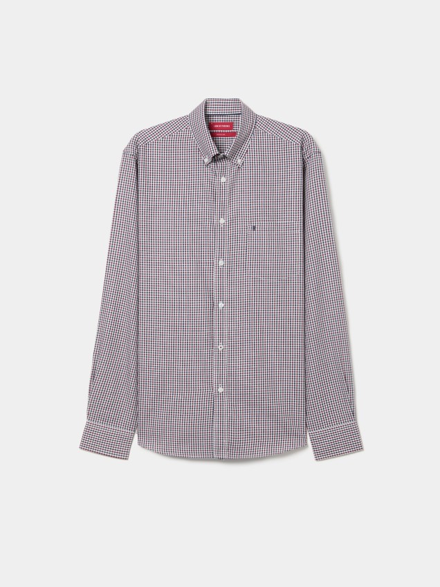 Camisa em algod�o e liocel aos quadrados
