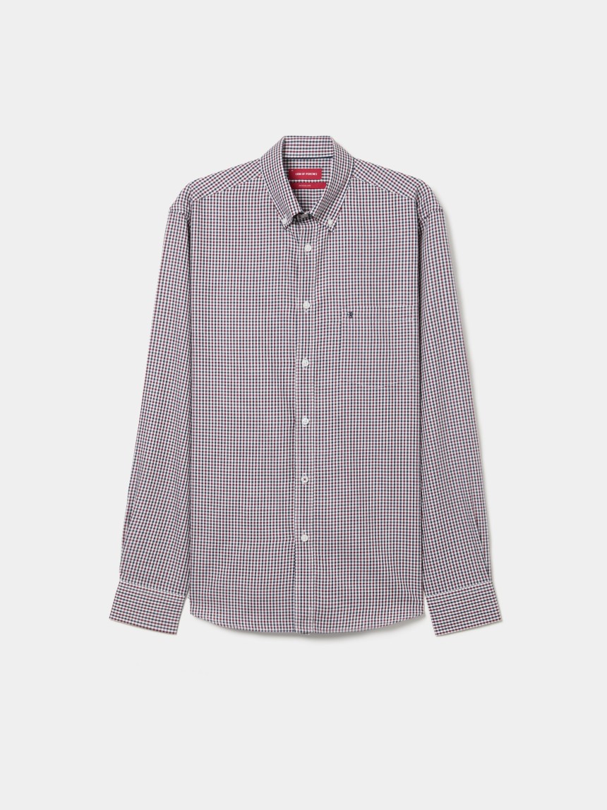 Camisa em algod�o e liocel aos quadrados
