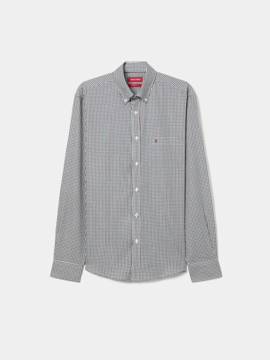 Camisa em algod�o e liocel aos quadrados