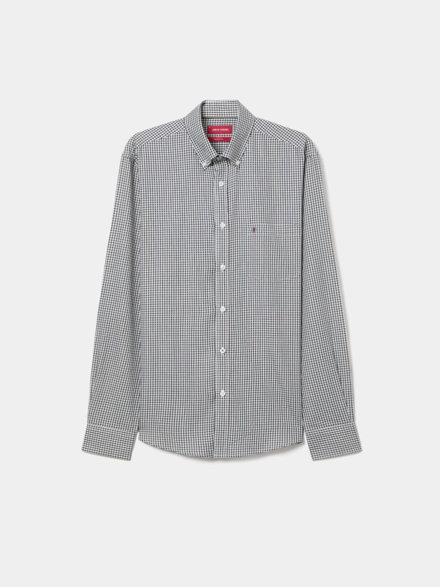 Camisa de algod�n y lyocell con estampado de cuadros.
