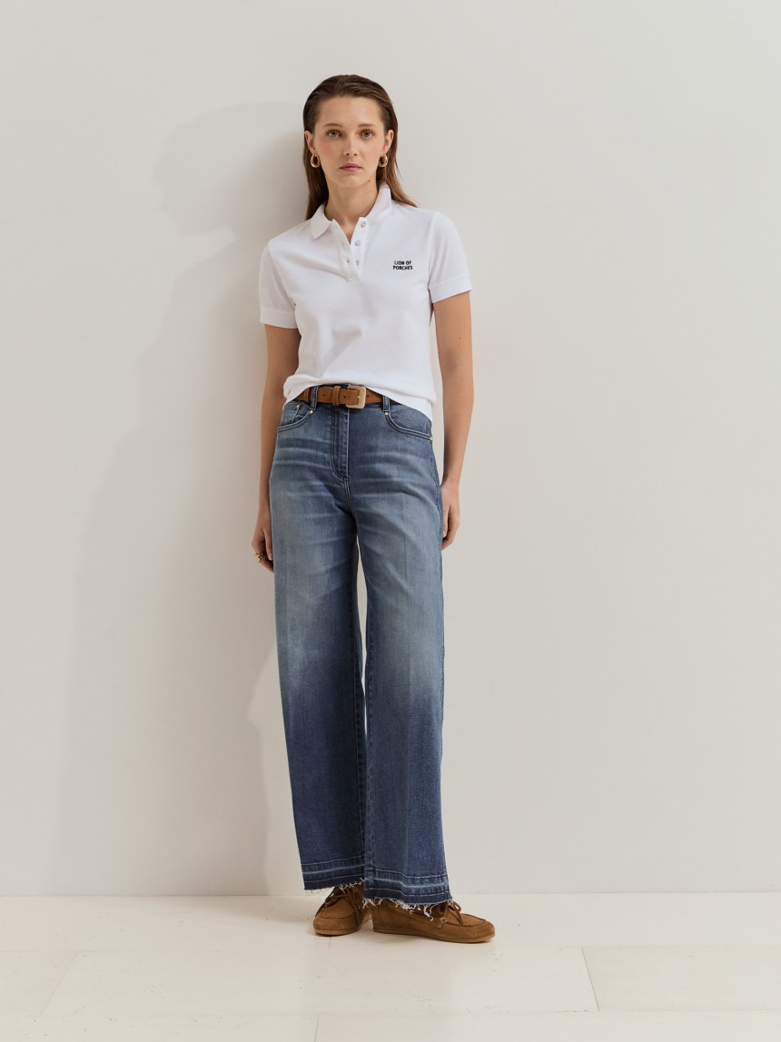 Wide leg denim jeans