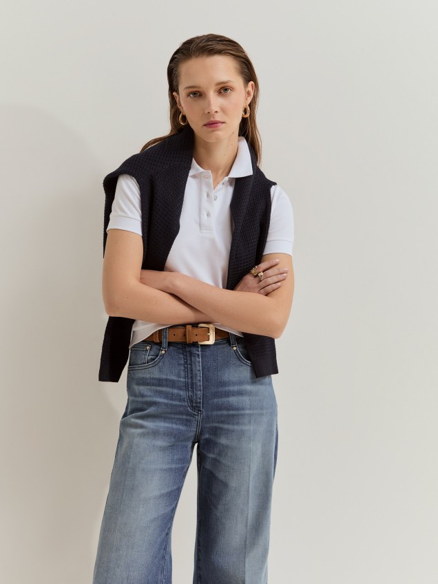 Wide leg denim jeans
