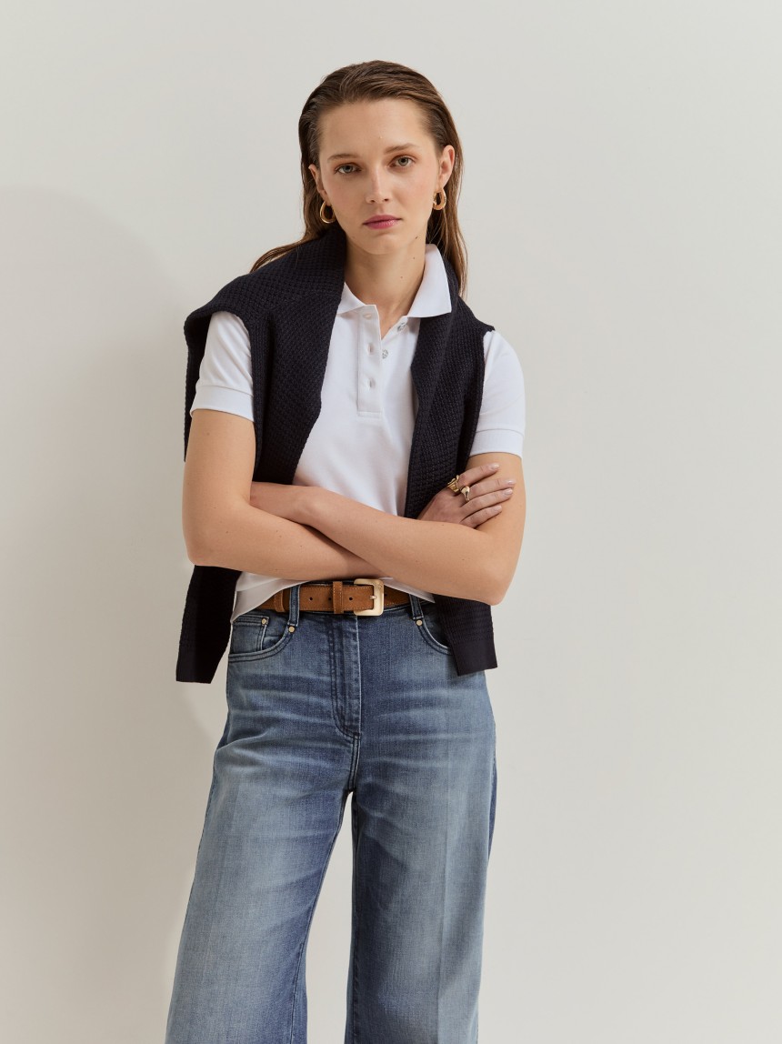 Wide leg denim jeans