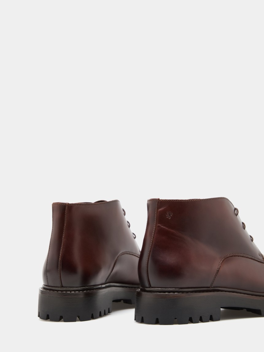 Lace-up leather ankle boots