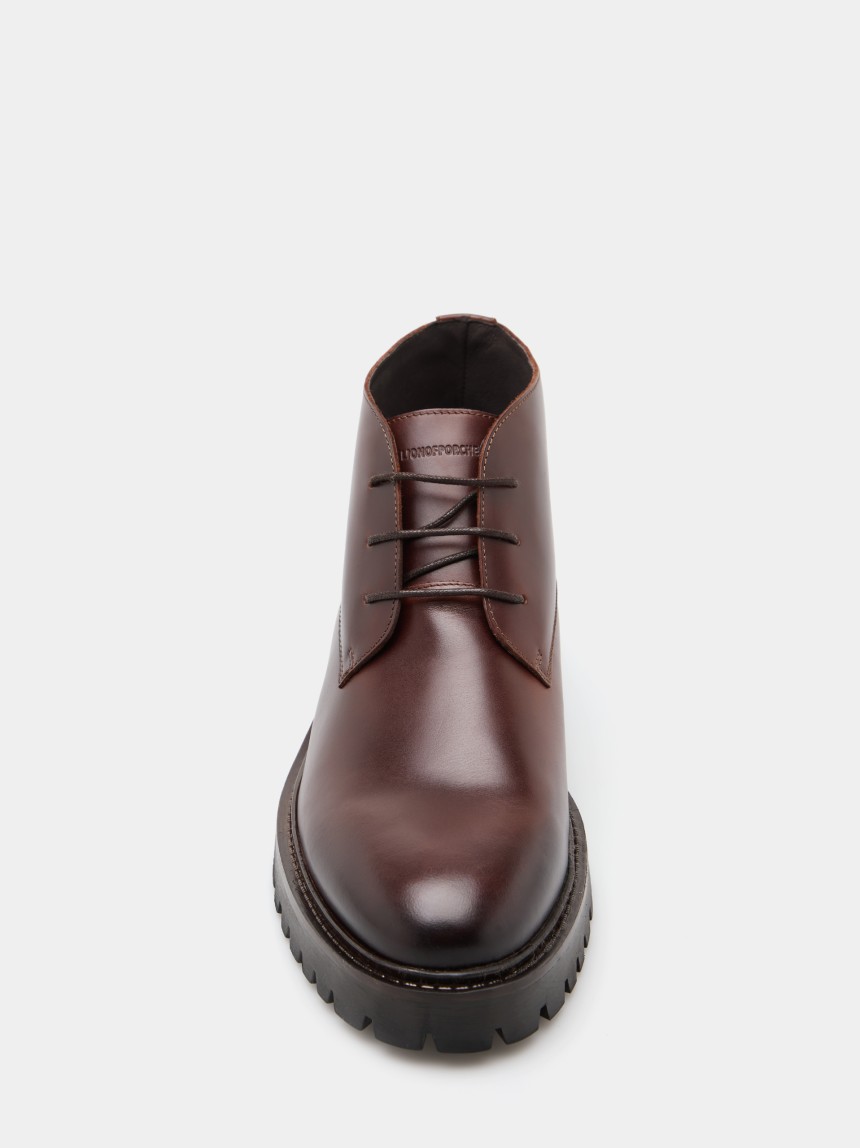 Lace-up leather ankle boots