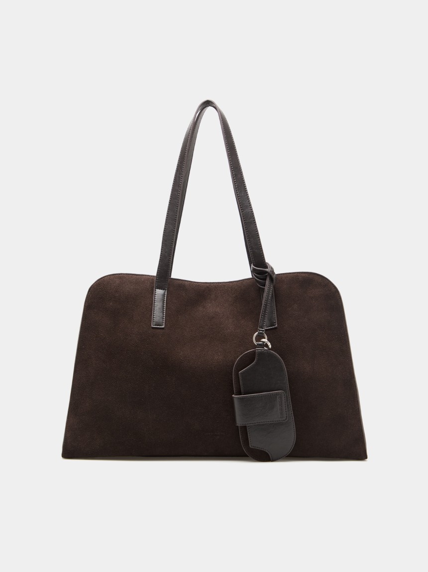 Bolso tote de ante con dije