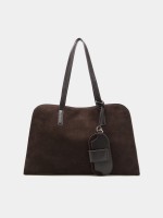 Suede tote bag with charm