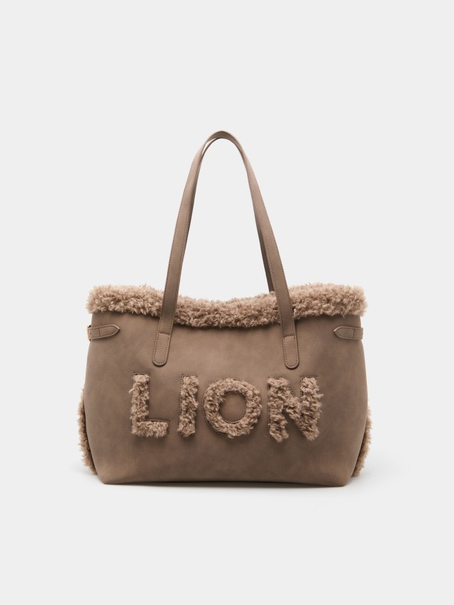 Large fur-lined tote bag - Image product