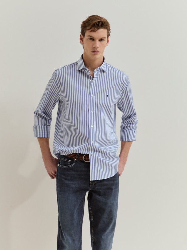 Regular fit striped cotton shirt