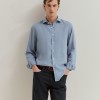 Camisa slim fit em liocel e linho