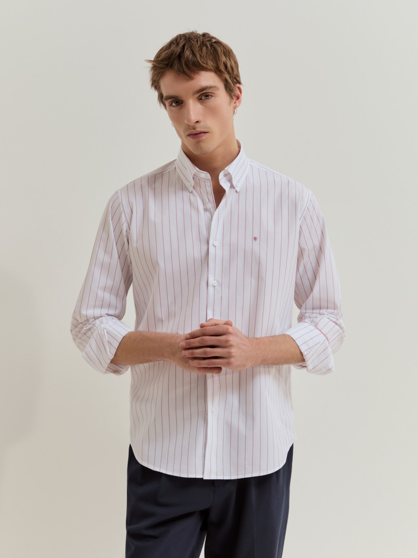 Camisa de algod�n a rayas de corte regular