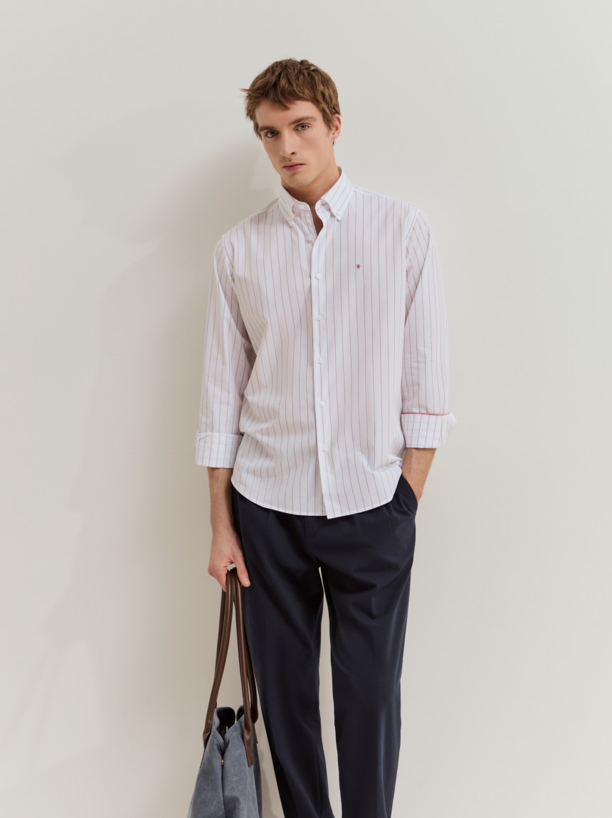 Camisa de algod�n a rayas de corte regular