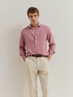 Camisa slim fit em liocel e linho