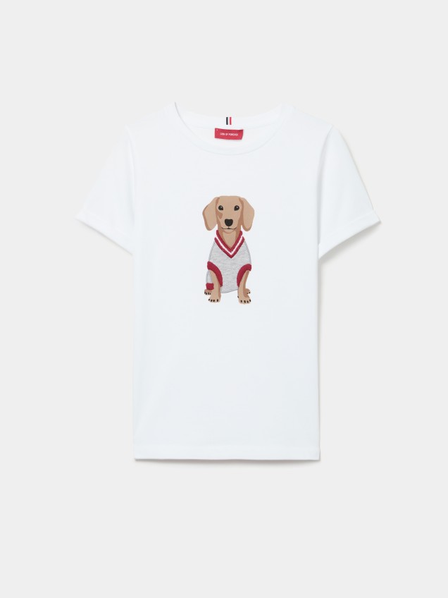 Cotton T-shirt with dog