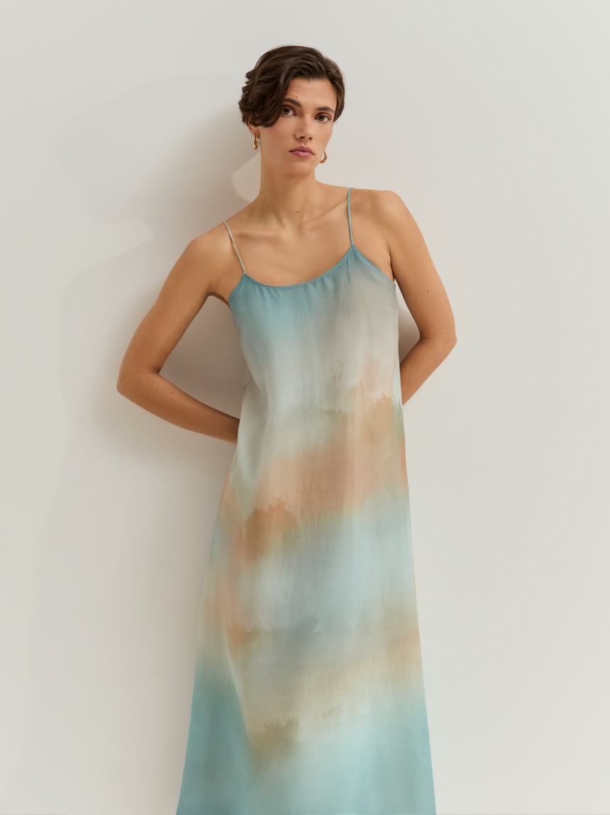 Vestido estampado em liocel