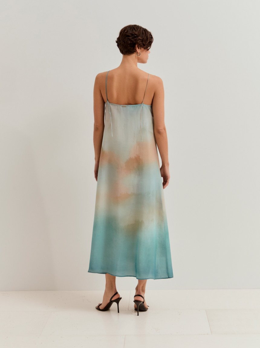 Vestido estampado em liocel