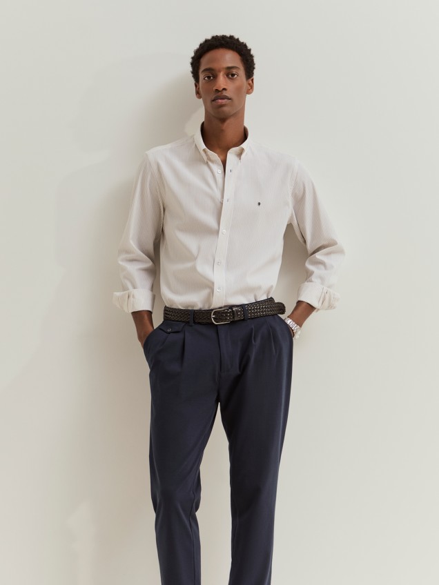 Regular fit striped cotton shirt