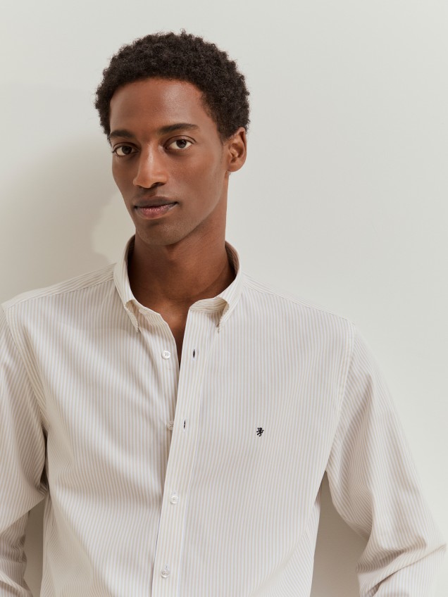 Regular fit striped cotton shirt