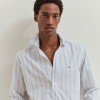 Camisa slim fit em algod�o �s riscas