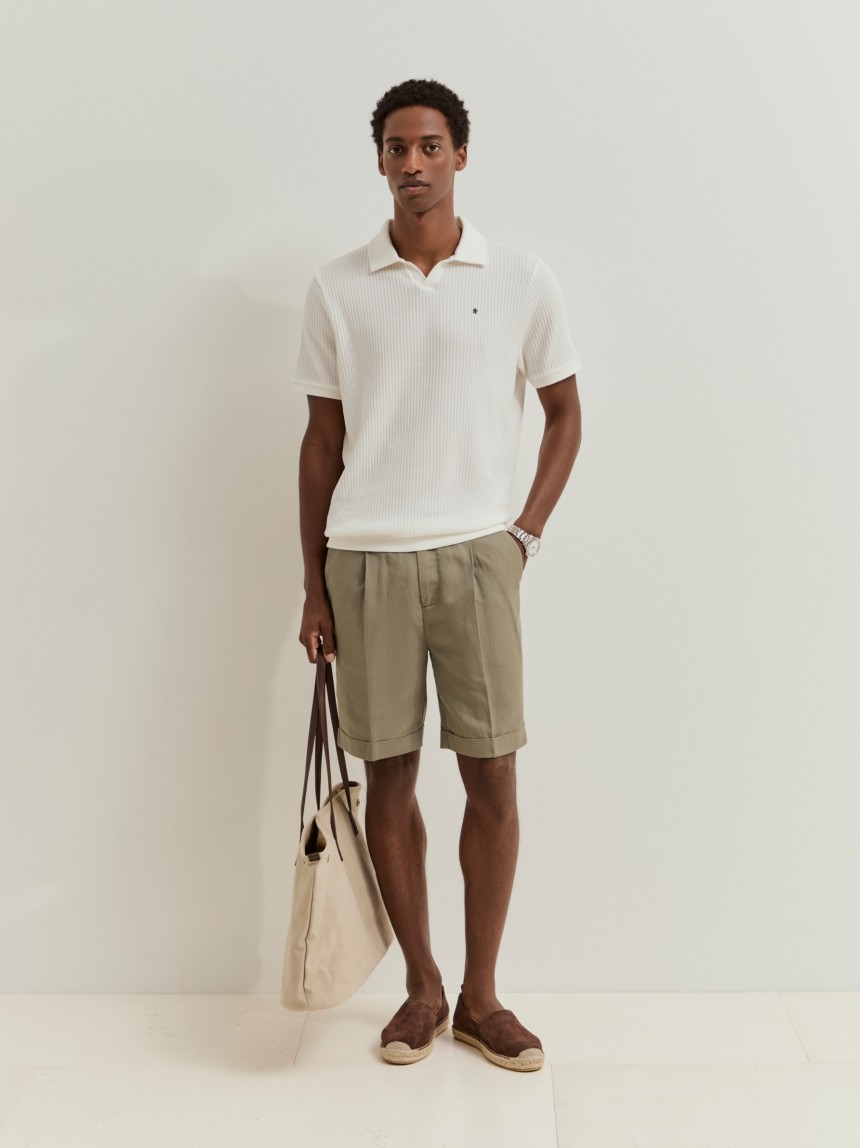 Polo de malha com textura waffle