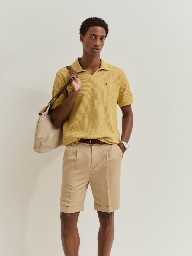 Polo de malha com textura waffle