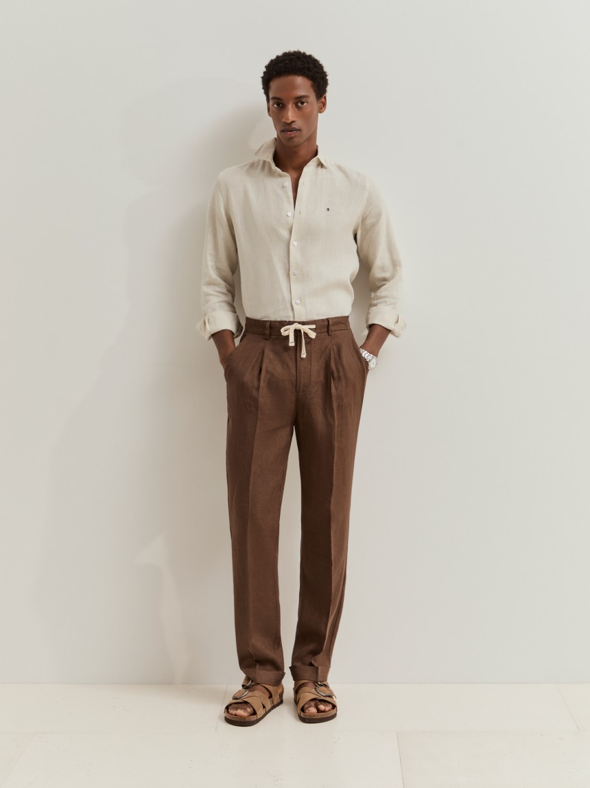 Cal�as chino regular fit em linho