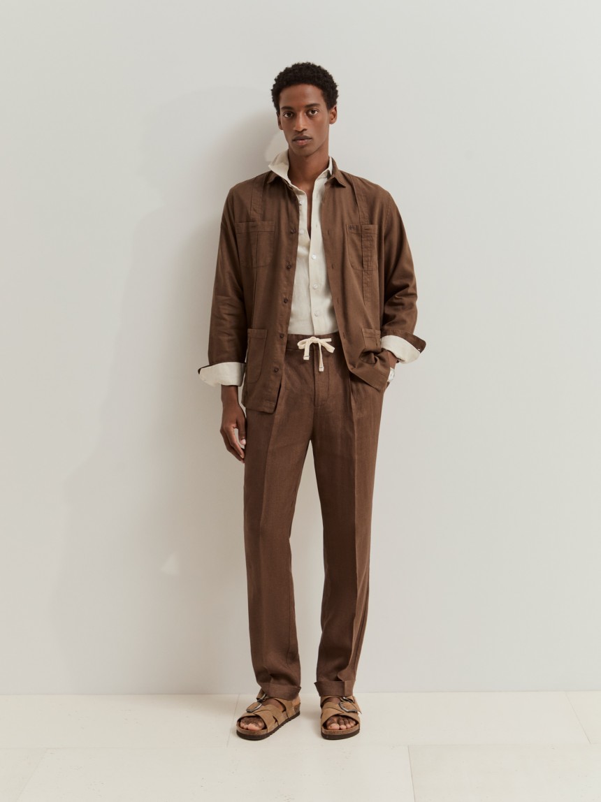 Cal�as chino regular fit em linho
