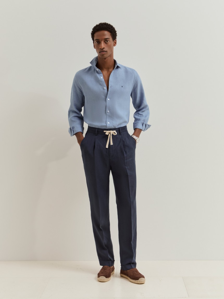 Cal�as chino regular fit em linho