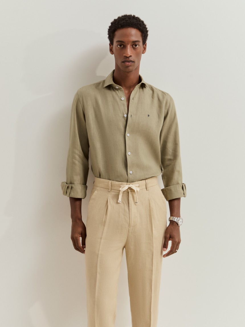 Cal�as chino regular fit em linho
