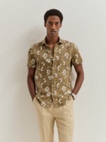 Camisa slim fit em linho e algod�o