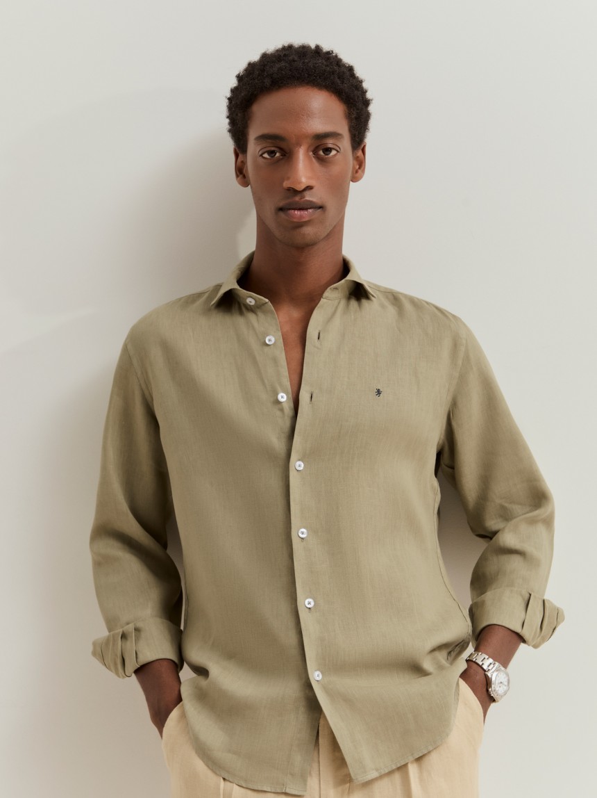 Camisa slim fit em linho