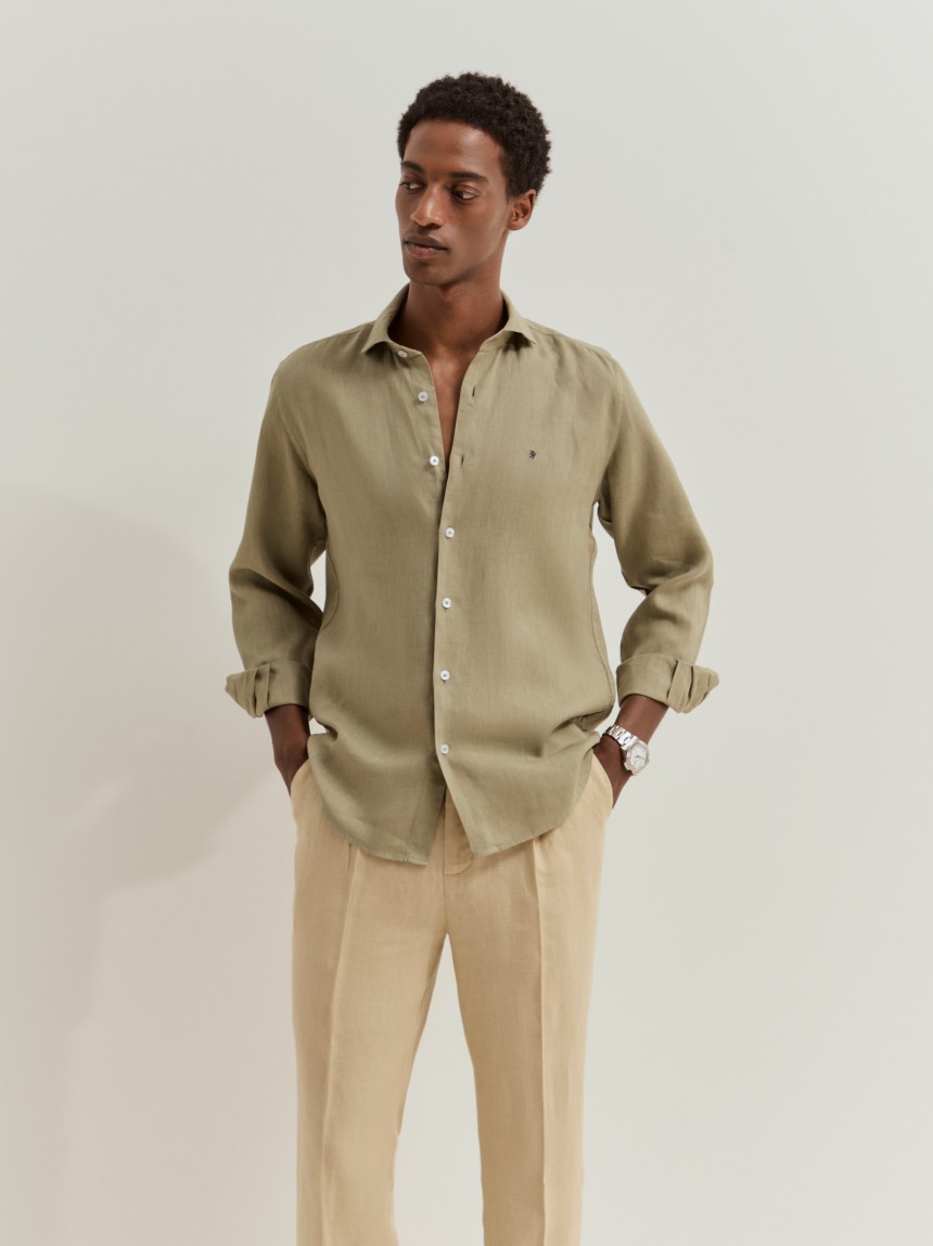 Camisa slim fit em linho