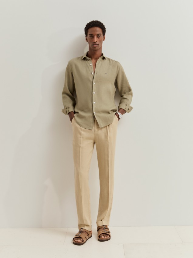 Camisa slim fit em linho