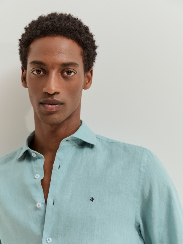 Camisa slim fit em linho