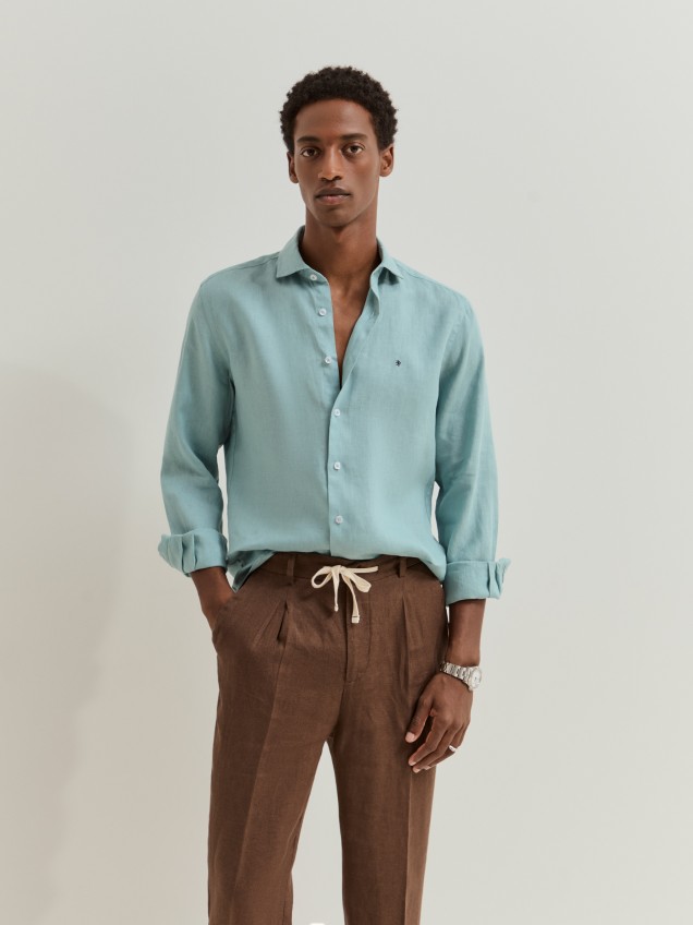 Camisa slim fit em linho